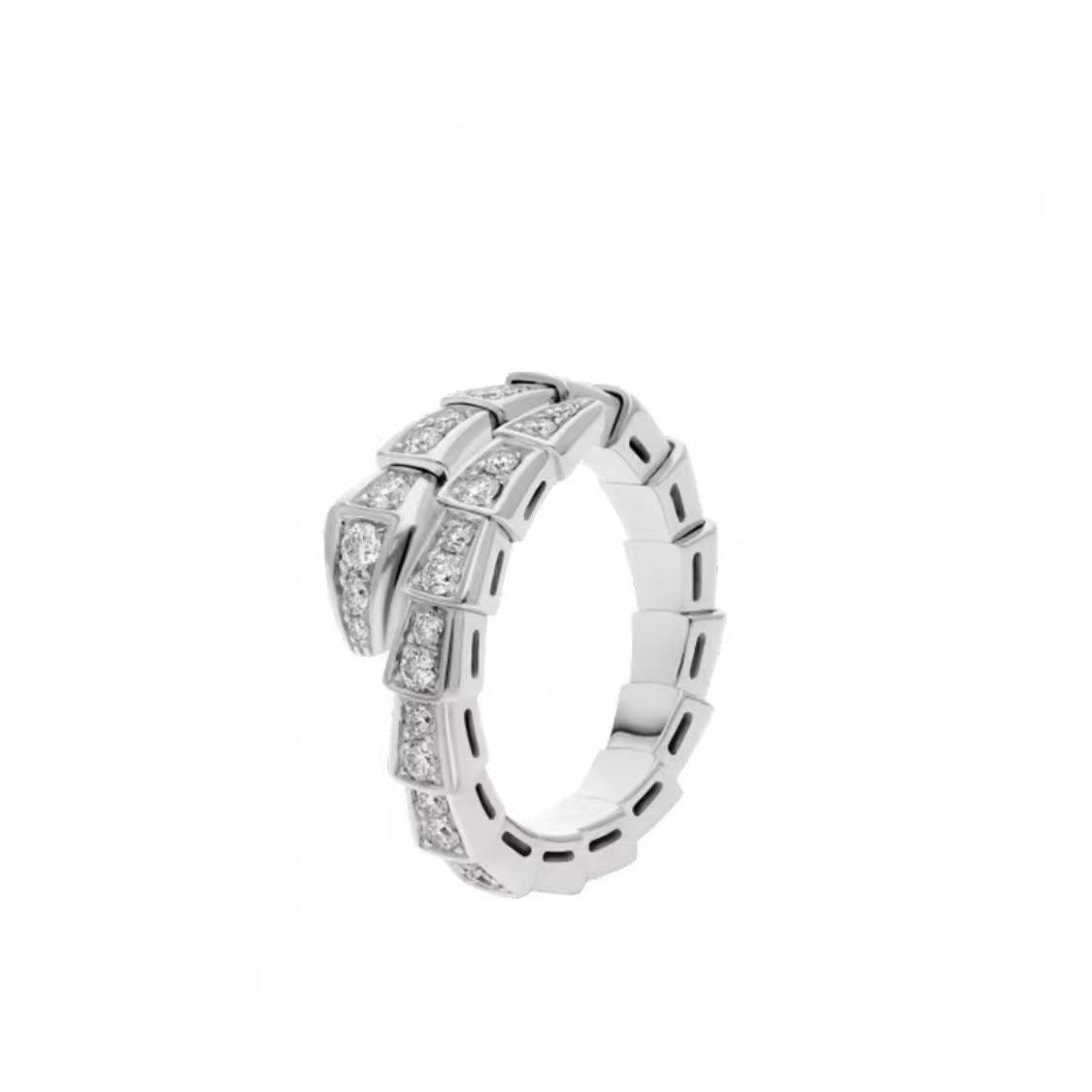 Wholesale Flash Diamond Spirit Snake-Shaped Ring Women's Ins Light Luxury Niche silver Open Finger Ring High-grade Texture Simple All-match Trendy Cool